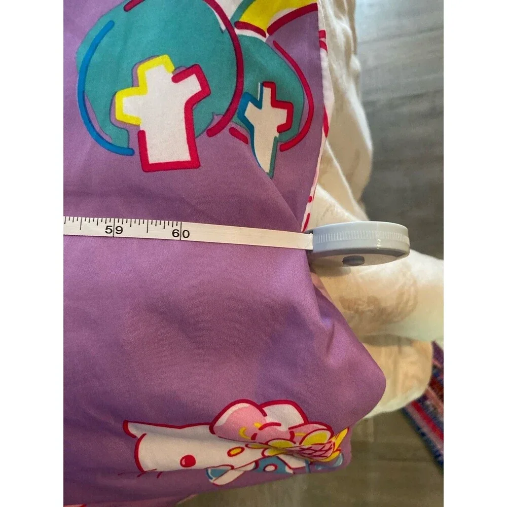 Sanrio Hello Kitty Purple Rainbow and Clouds Twin Comforter Reversible Pink